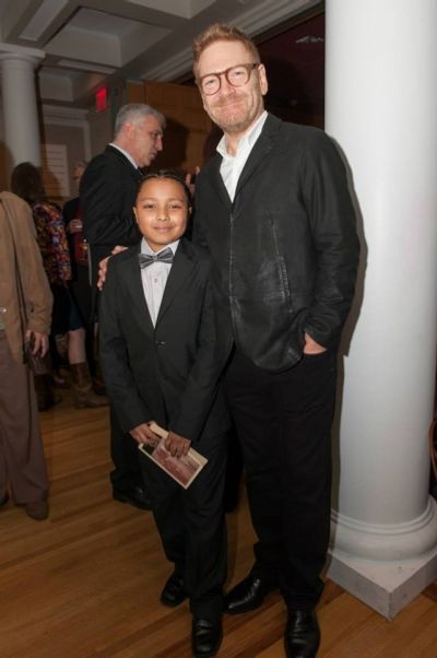 Sir Kenneth Branagh with Jayson Polanco (Hamlet in the Hunts Point Children''s Shakes Photo