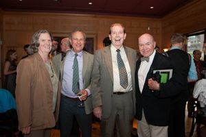 The Shakespeare Society''s Board President Ann McDonald, guest, Richard Easton, and J Photo