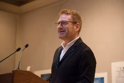 Sir Kenneth Branagh presenting The Shakespeare Medal to Richard Easton Photo