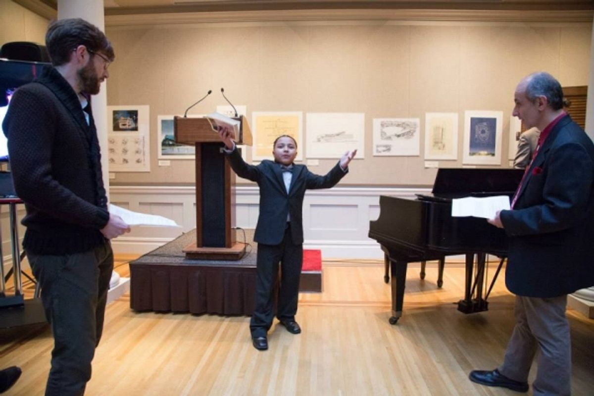 Scene from Hamlet - Jacob Fishel, Jayson Polanco (Hamlet), Stephen DeRosa at 