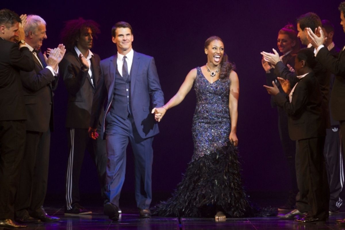Tristan Gemmill (Frank Farmer) and Alexandra Burke (Rachel Marron)  at 