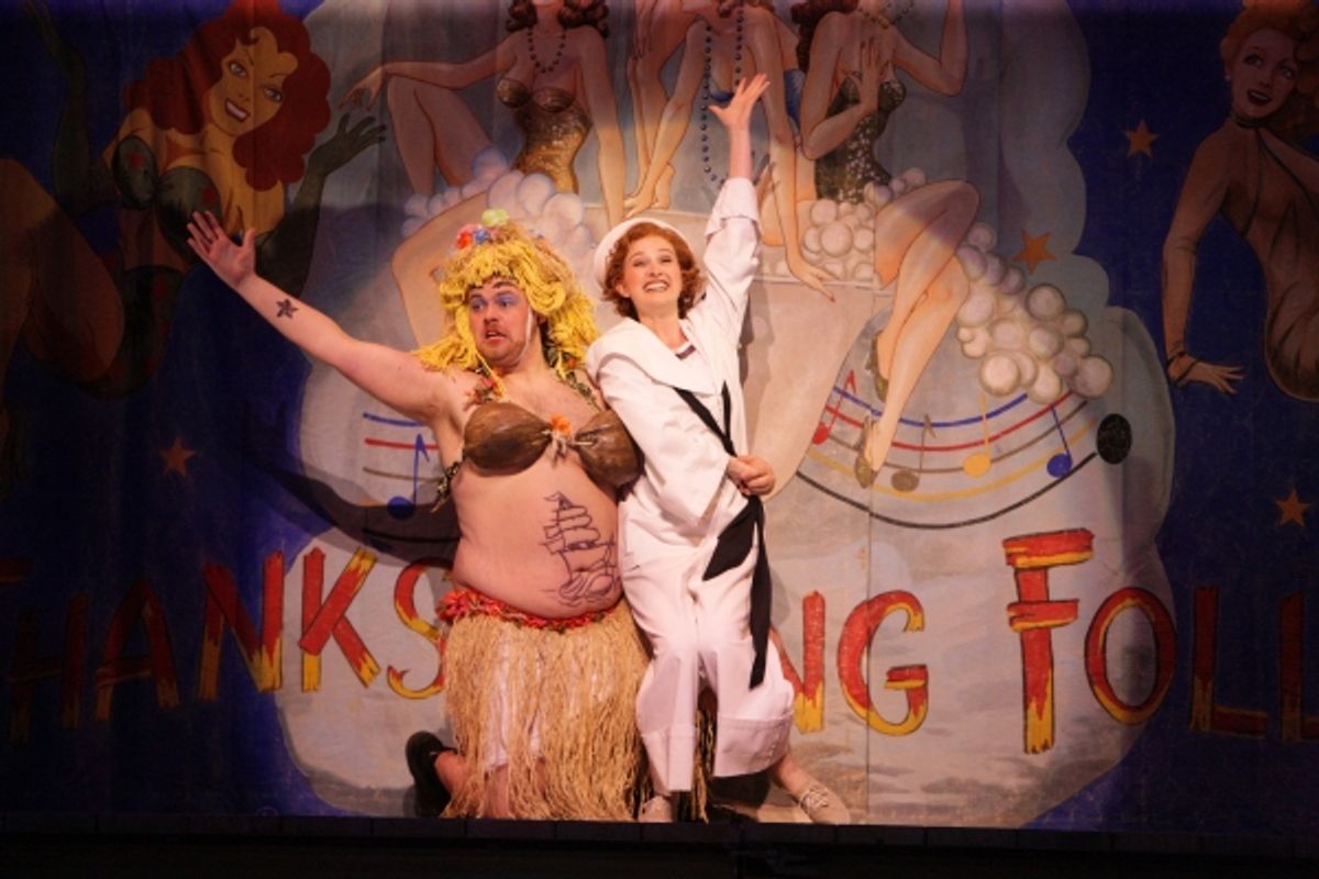 Nellie (Erin Mackey) sings about her ''Honey Bun,'' Luther Billis (J. Bailey Burcham) at 