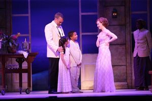 Emile de Becque (Mike McGowan) introduces his children Ngana (Sage Belen Goco) and Jerome (Camdin Hardyway) to Nellie Forbush (Erin Mackey) @ BroadwayWorld Emile de Becque (Mike McGowan) introduces his children Ngana (Sage Belen Goco) and Je Photo