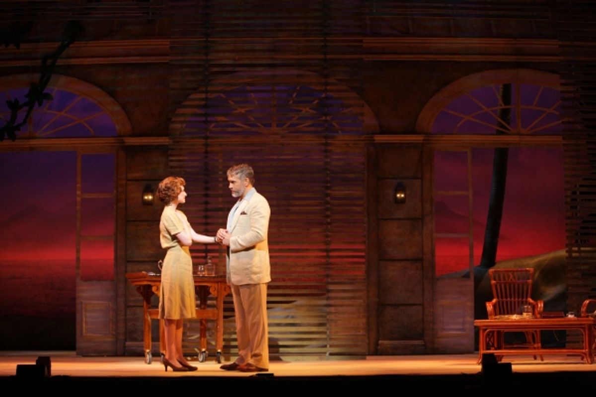 Emile de Becque (Mike McGowan) serenades Nellie Forbush (Erin Mackey) with Ã¢â‚¬Å“Some Enchanted EveningÃ¢â‚¬Â at 