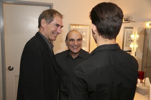 From left, actor Timothy Dalton, cast member David Suchet and Alexander Dalton talk b Photo