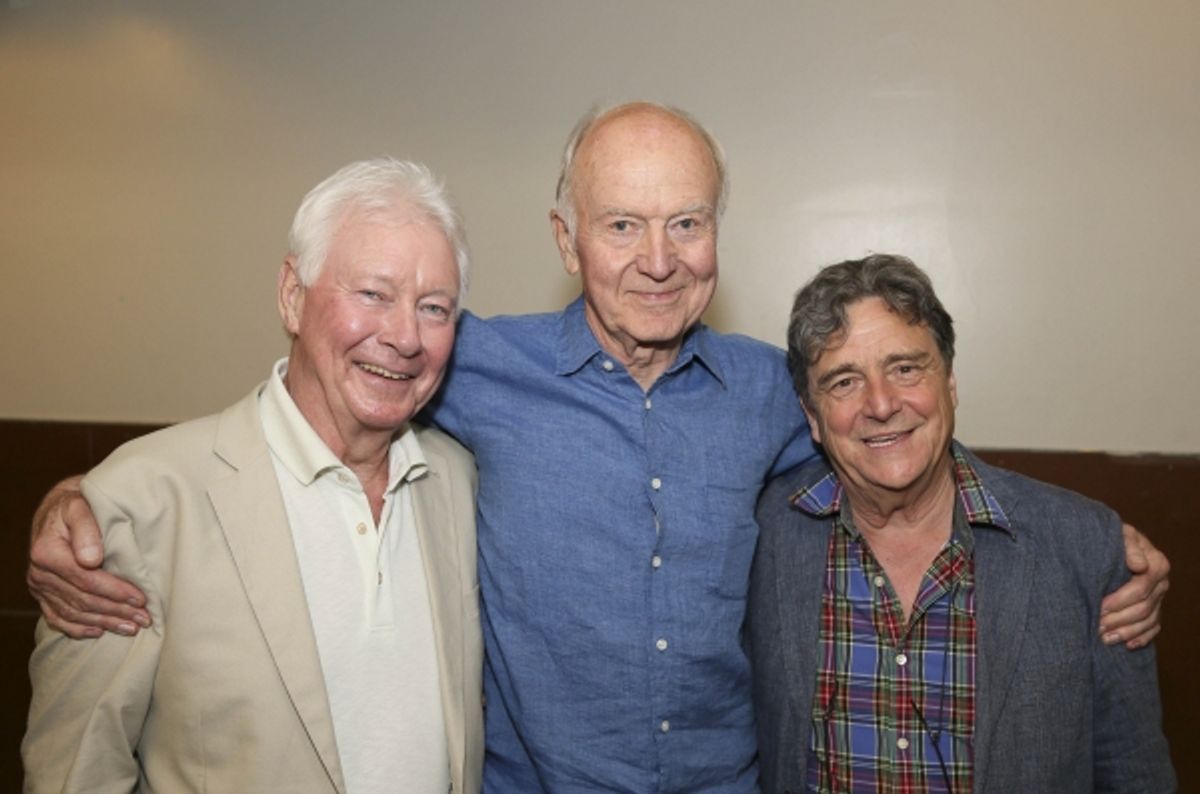 From left, cast members Phillip Craig, Donald Douglas and Richard O''Callaghan pose backstage after the opening night performance of ''The Last Confession'' at the Center Theatre Group/Ahmanson Theatre on Wednesday, June 11, 2014, in Los Angeles, Calif. ( at 