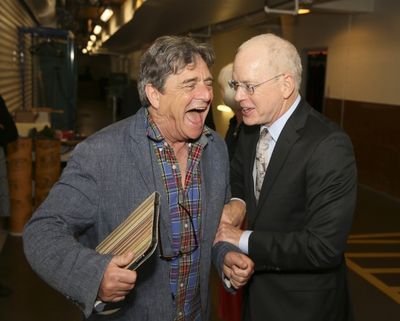 From left, cast member Richard O''Callaghan and CTG Producing Director Douglas C. Bak Photo