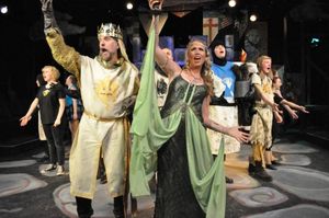 STEVE TARRY (Arthur), GRETCHEN BOYT (Lady of the Lake) and the Ensemble of Lakewood Playhouse''s production of MONTY PYTHON''S SPAMALOT @ BroadwayWorld STEVE TARRY (Arthur), GRETCHEN BOYT (Lady of the Lake) and the Ensemble of Lakewood Photo