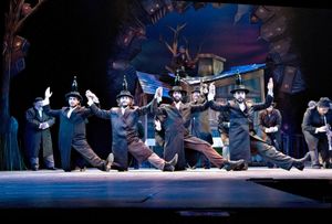 The famed bottle dance: front row, left to right: Hal Miers, Ben Delony, Cody Davis and Leonardo Altafini. @ BroadwayWorld The famed bottle dance: front row, left to right: Hal Miers, Ben Delony, Cody Davis a Photo