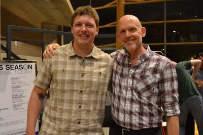 Company members Paul Hurley and Ted Johnson at the opening night celebration for Heal Photo