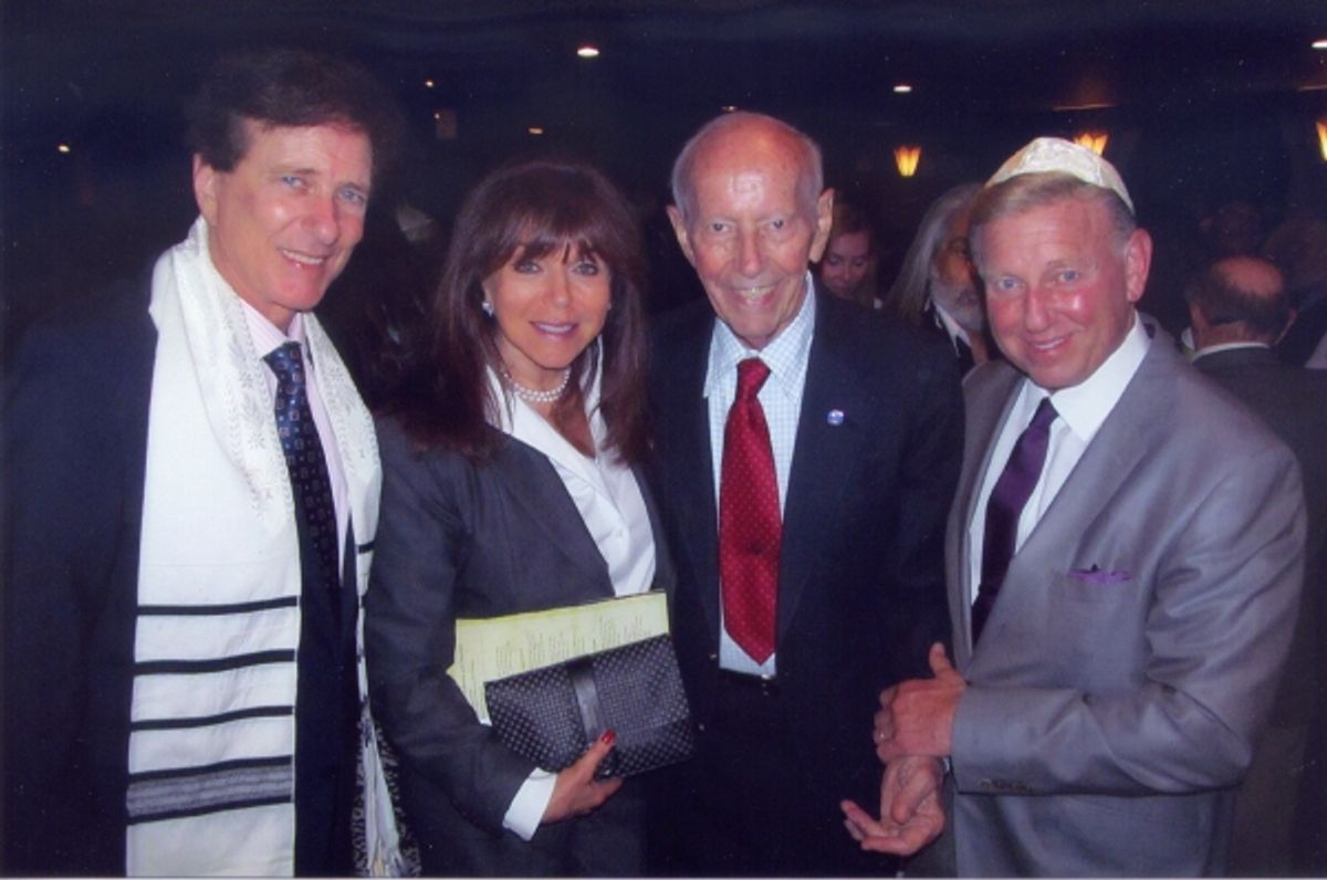 Rabbi David Baron, Adrienne Baron, Curt Lowens and  James Blatt at An International Evening of Music and Remembrance celebrating   the Voices of Holocaust Survivors through a performance of Sharon FarberÃ¢â‚¬â„¢s   Bestemming: Concerto for Cello, Orchestr at 