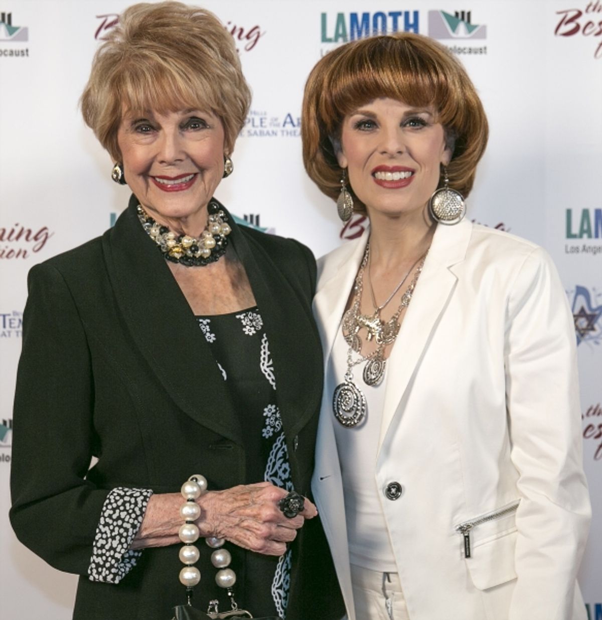 Karen Sharpe Kramer and Kat Kramer at An International  Evening of Music and Remembrance celebrating the Voices of Holocaust Survivors  through a performance of Sharon FarberÃ¢â‚¬â„¢s Bestemming: Concerto for Cello, Orchestra   and Narration inspired by H at 