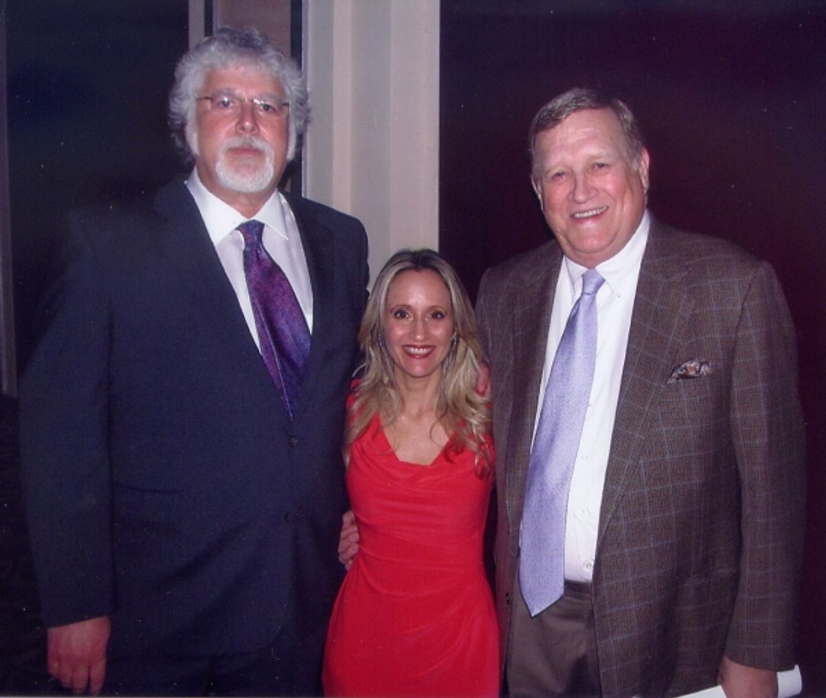 Richard Stellar, Event Co-Producer, Sharon Farber, Event Co- Producer and Ken Howard, President of SAG-AFTRA at An International Evening   of Music and Remembrance celebrating the Voices of Holocaust Survivors through   a performance of Sharon FarberÃ¢â‚¬ at 