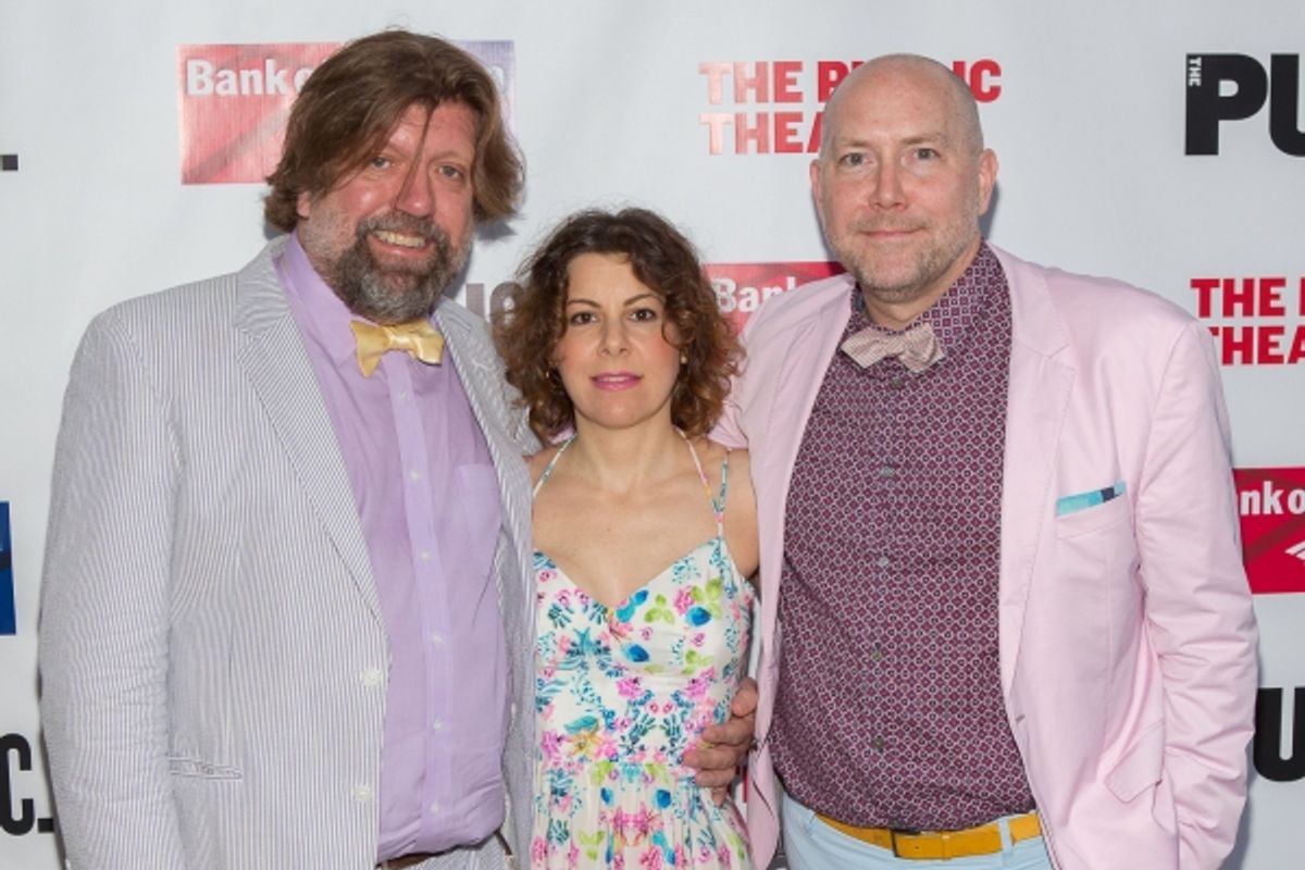 Public Theater Artistic Director Oskar Eustis, Public Theater Board Chair Arielle Tepper Madover, and Public Theater Executive Director Patrick Willingham at 
