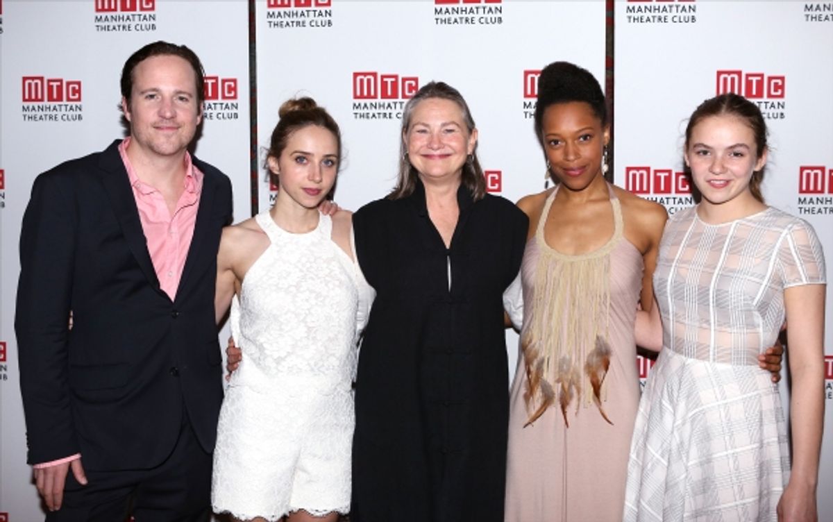 Patch Darragh, Zoe Kazan, Cherry Jones, Cherise Boothe and Morgan Saylor attends the Opening Night After Party for the Manhattan Theatre Club''s  ''When We Were Young and Afraid''  at Brasserie 8 1/2 on June 17, 2014 in New York City. at 