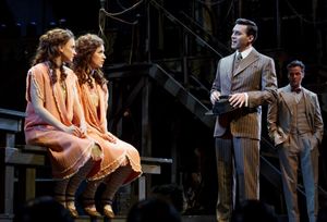 Emily Padgett as Daisy Hilton, Erin Davie as Violet Hilton, Ryan Silverman as Terry C Photo