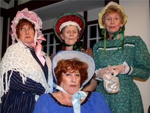 Kerry Goode (Miss Matty Jenkyns), Veronica Fourie (Miss Pole), Susan Vincent (Mrs Jamieson) and Di Graham (Miss Barker) @ BroadwayWorld Kerry Goode (Miss Matty Jenkyns), Veronica Fourie (Miss Pole), Susan Vincent (Mrs Jam Photo