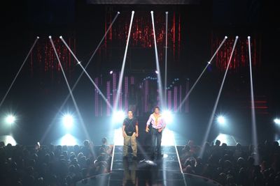 Matthew Saldivar and Joey Taranto perform in ''Rock Hard!'' Photo