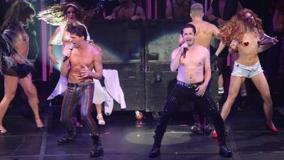 Joey Taranto and Matthew Saldivar with cast  perform in ''Rock Hard!'' Photo