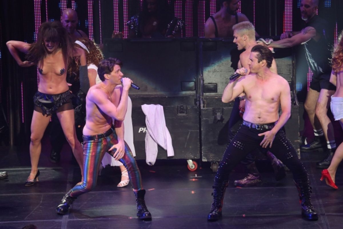 Joey Taranto and Matthew Saldivar with cast  perform in ''Rock Hard!'' at 