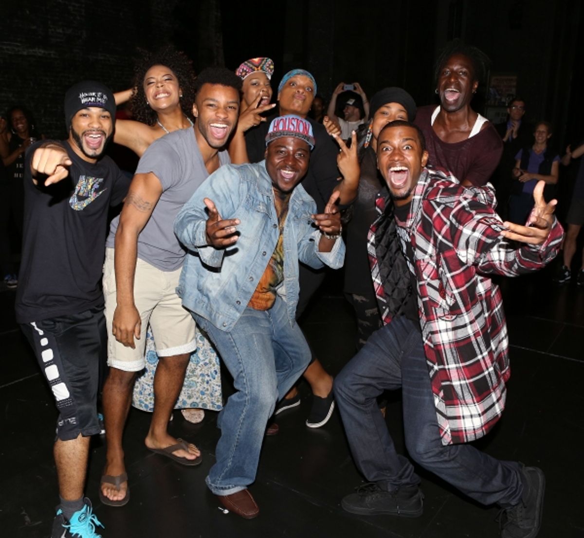 Saul Williams (upper right) with fellow cast members making their Broadway debuts  at 