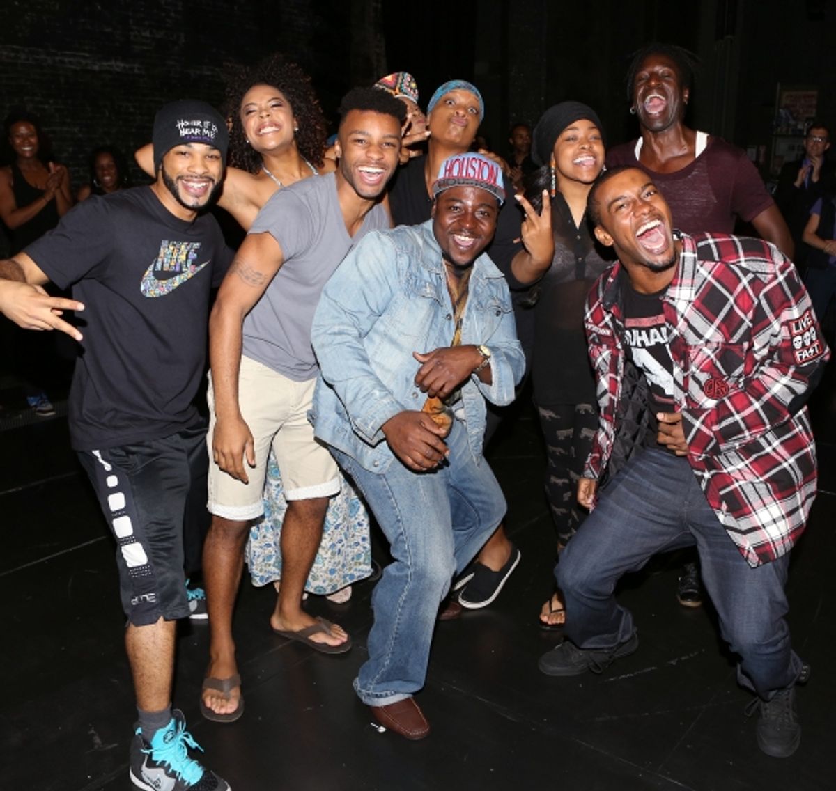 Saul Williams (upper right) with fellow cast members making their Broadway debuts at 