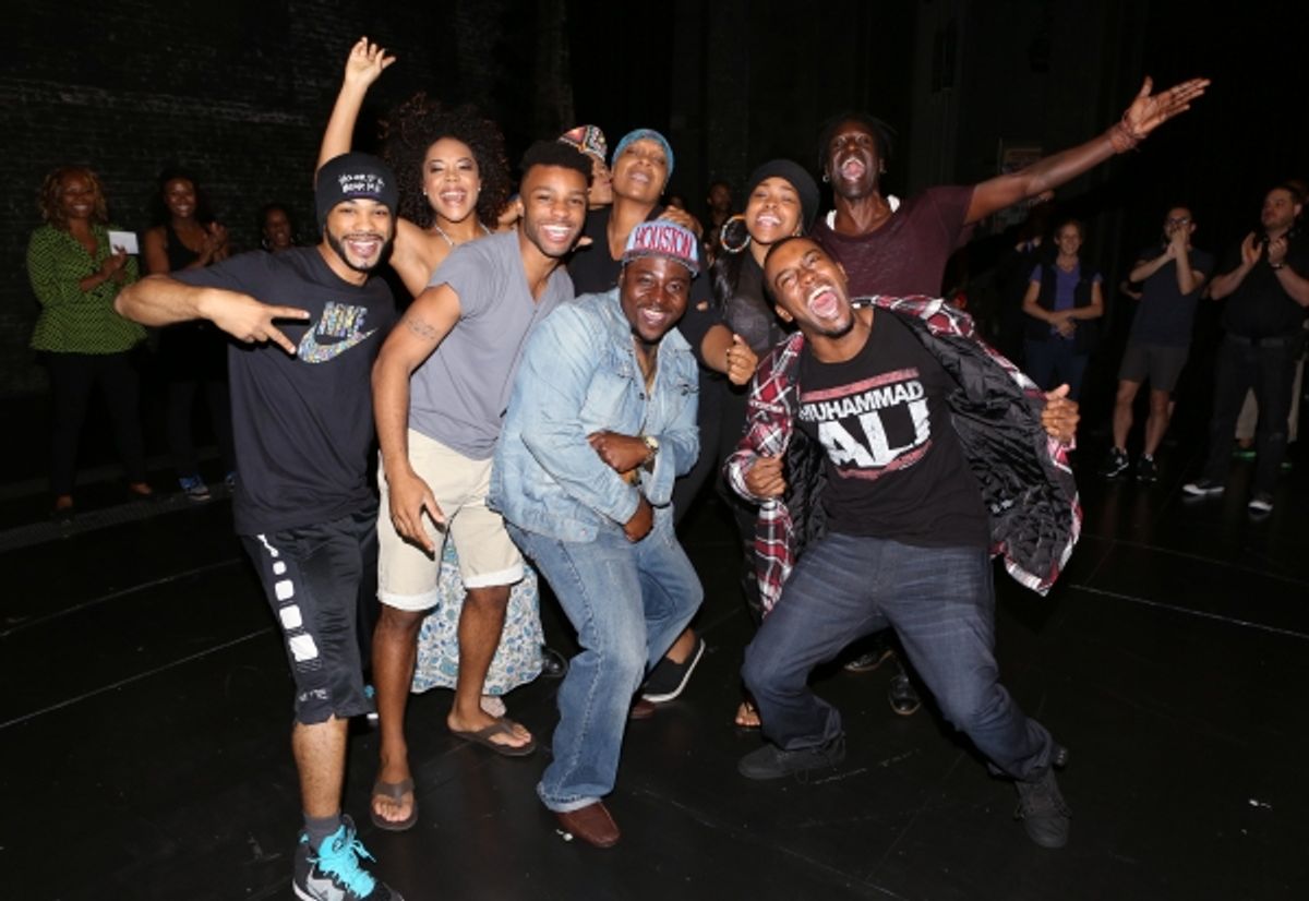 Saul Williams (upper right) with fellow cast members making their Broadway debuts  at 