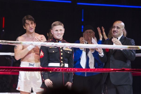 Andy Karl, Corporal Kyle Carpenter, Dakin Matthews and Eric Anderson Photo