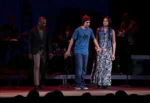 Leslie Odom Jr., Lin-Manuel Miranda and Karen Olivo  Photo