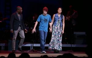 Leslie Odom Jr., Lin-Manuel Miranda and Karen Olivo  Photo