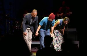 Leslie Odom Jr., Lin-Manuel Miranda and Karen Olivo  Photo