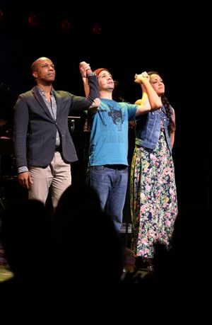 Leslie Odom Jr., Lin-Manuel Miranda and Karen Olivo  Photo