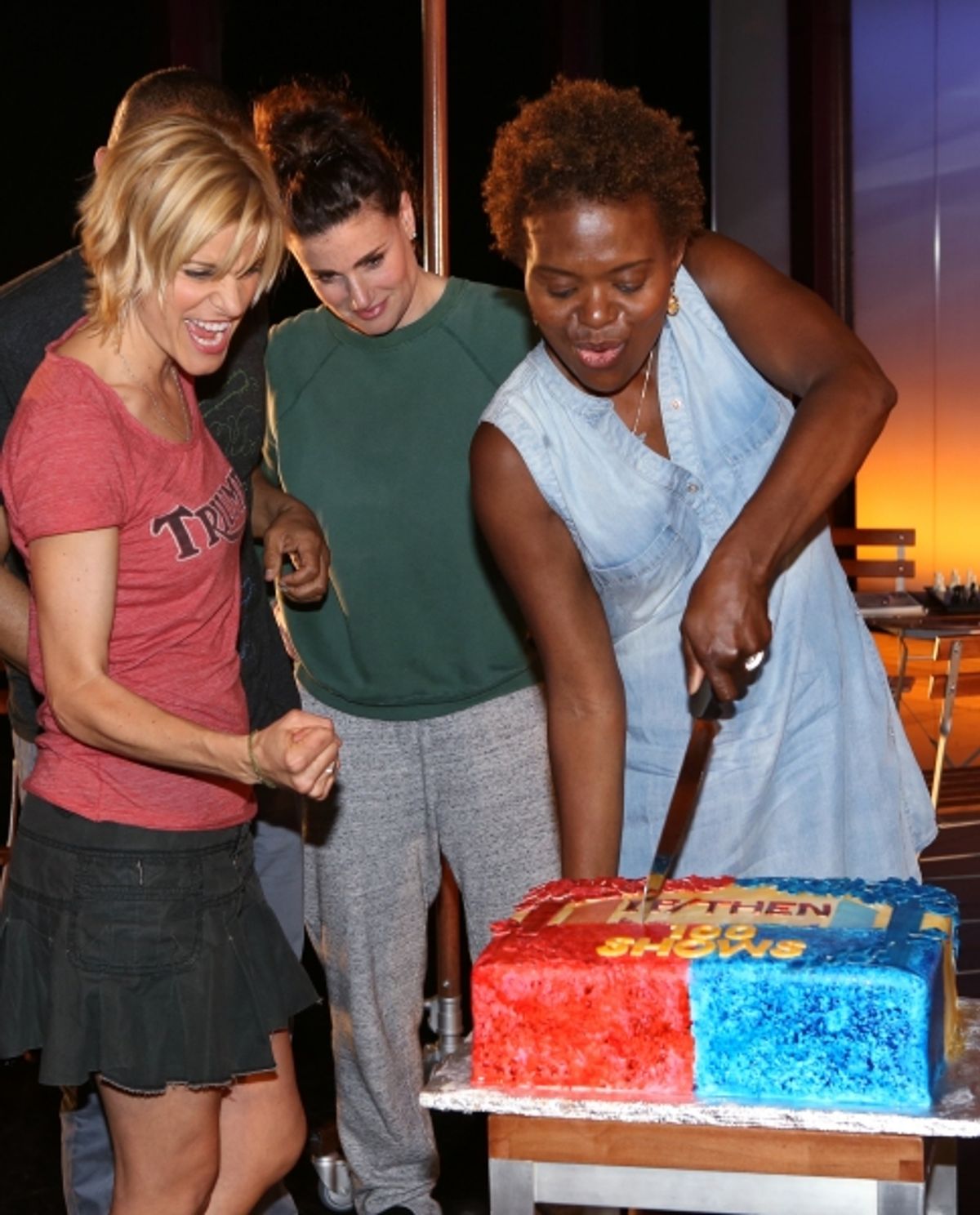 Jerry Dixon, Jenn Colella, Idina Menzel and LaChanze with the ensemble cast  at 