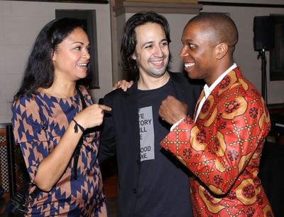Karen Olivo, Lin-Manuel Miranda and Leslie Odom Jr.  Photo