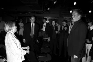 Director Jason Moore greets Mary Rodgers Guettel & guests at the Opening Night of the Roundabout Theatre Company''s Production of SPEECH & DEBATE at the Black Box Theatre in New York City. October 29, 2007 @ BroadwayWorld Director Jason Moore greets Mary Rodgers Guettel & guests at the Opening Night of the Photo