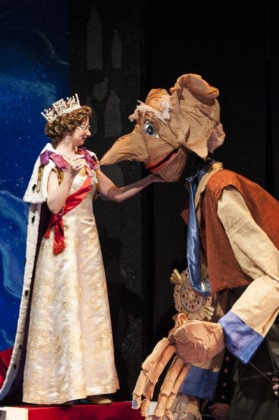 The Queen of England (Susan Lynskey) honors the BFG (James Konicek) for his courage  Photo