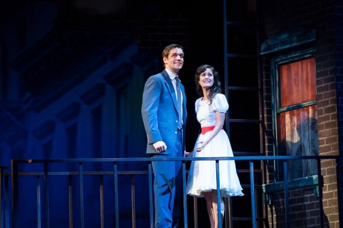 Romance blossoms on a fire escape balcony as Tony (Ryan Vasquez) and Maria (Ali Ewoldt) sing ''Tonight'' at 
