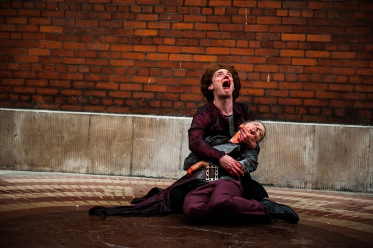 Mark Hawkins as Queen Margaret & Anne-Marie Piazza as Prince Edward of Lancaster at 