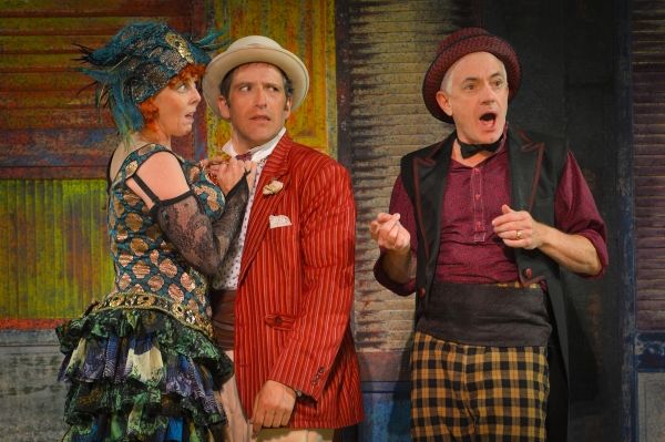 Patty Gallagher as the Courtesan, Adrian Danzig as Antipholus, and Danny Scheie as Dr Photo