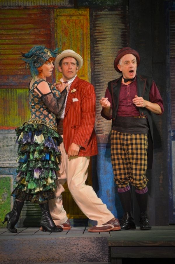 Patty Gallagher as the Courtesan, Adrian Danzig as Antipholus, and Danny Scheie as Dr Photo