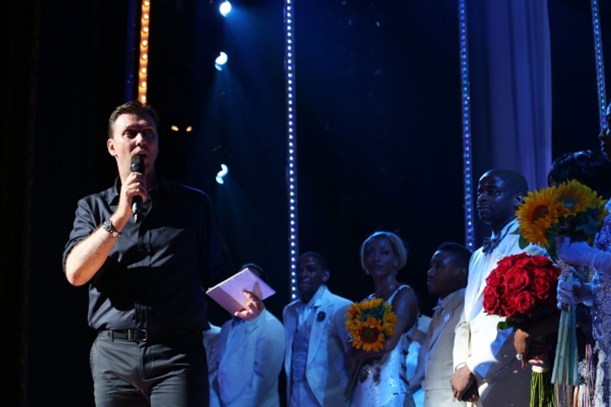 Director Warren Carlyle with the ensemble cast  at 