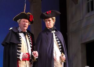 The well-mannered General Burgoyne, nicknamed “Gentlemanly Johnny†(Edmond Genest) and weary Major Swindon (Matt Sullivan). @ BroadwayWorld The well-mannered General Burgoyne, nicknamed “Gentlemanly Johnnyâ¿ Photo