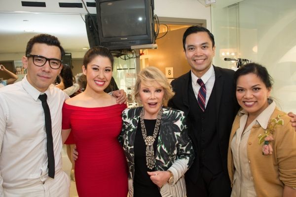 Joan Rivers with Conrad Ricamora, Ruthie Ann Miles, Jose Llana and Melody Butiu (Estr Photo