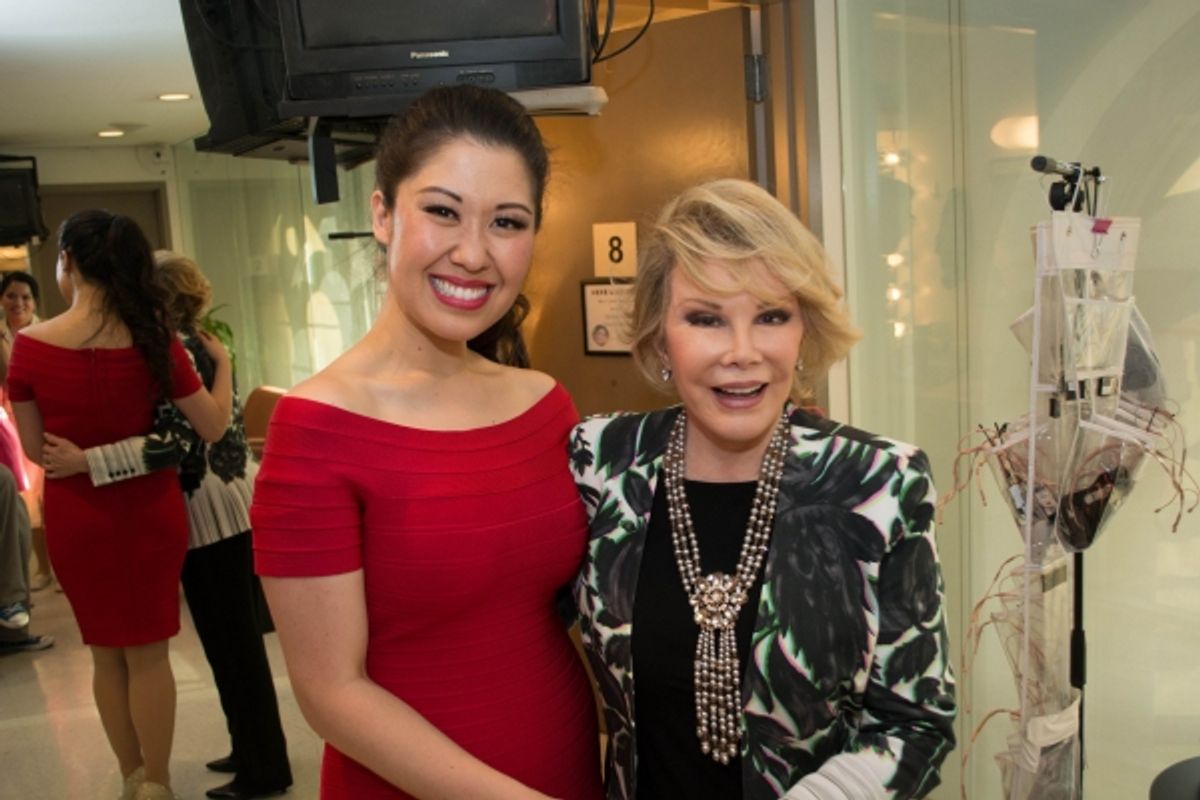 Joan Rivers with Ruthie Ann Miles who plays Imelda Marcos at 