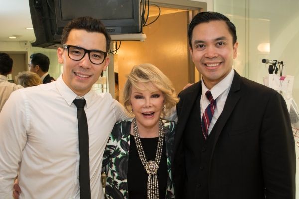 Joan Rivers with Conrad Ricamora (Ninoy Aquino) and Jose Llana (Ferdinand Marcos) Photo