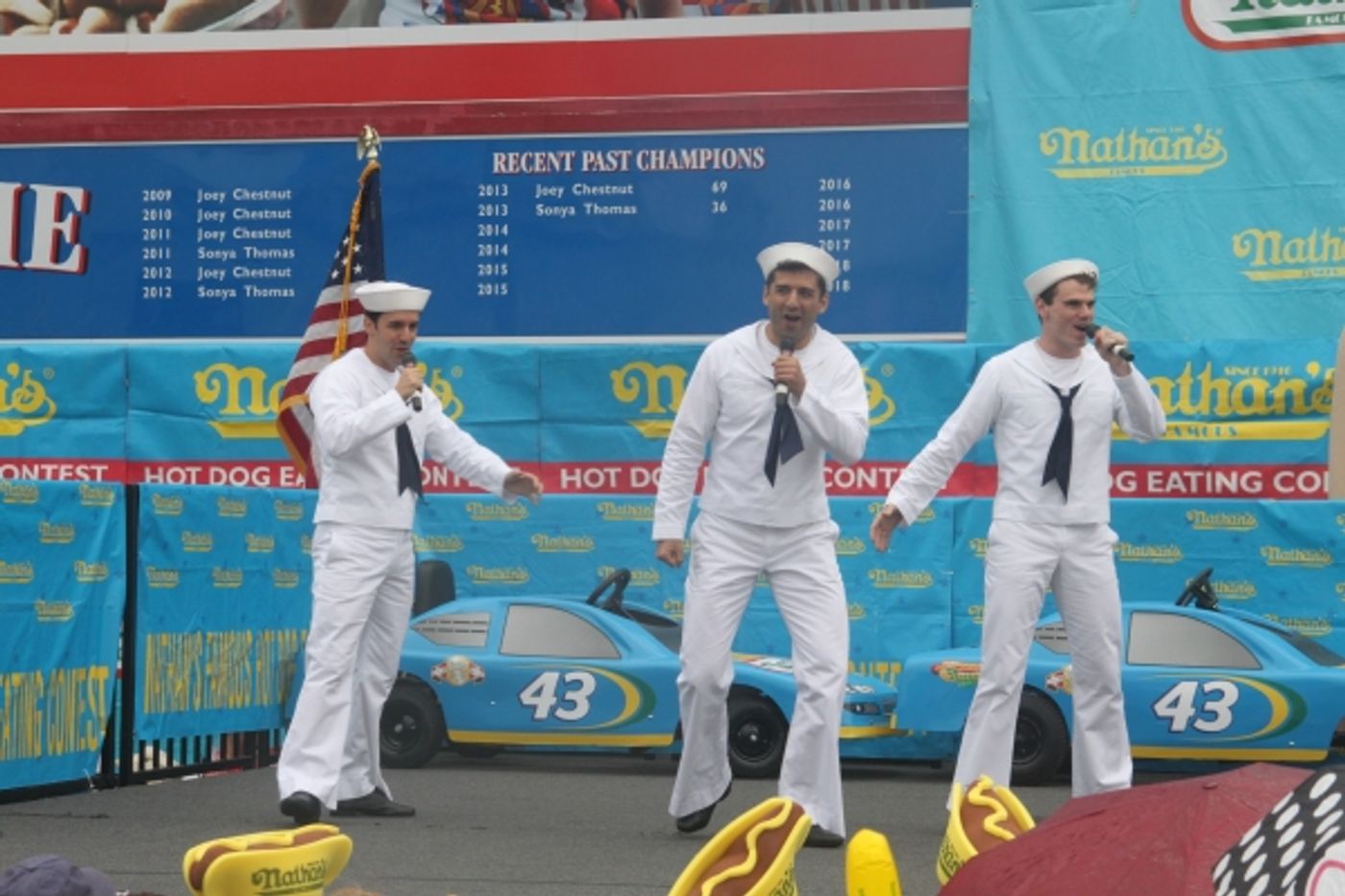 Exclusive Photo Coverage: ON THE TOWN Stars Perform at Nathan's Fourth of July Hot Dog Eating Contest! Image