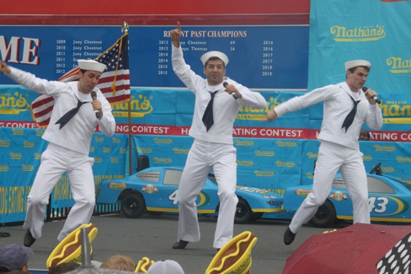 Exclusive Photo Coverage: ON THE TOWN Stars Perform at Nathan's Fourth of July Hot Dog Eating Contest! Image