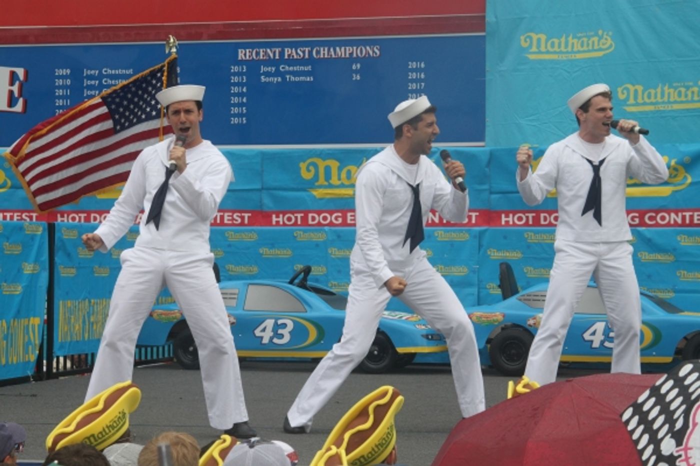 Exclusive Photo Coverage: ON THE TOWN Stars Perform at Nathan's Fourth of July Hot Dog Eating Contest! Image