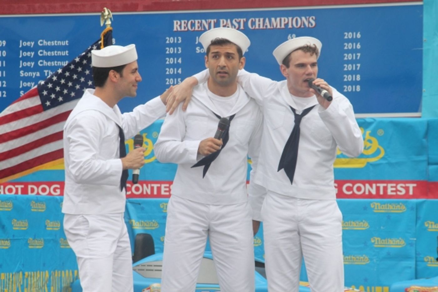 Exclusive Photo Coverage: ON THE TOWN Stars Perform at Nathan's Fourth of July Hot Dog Eating Contest! Image