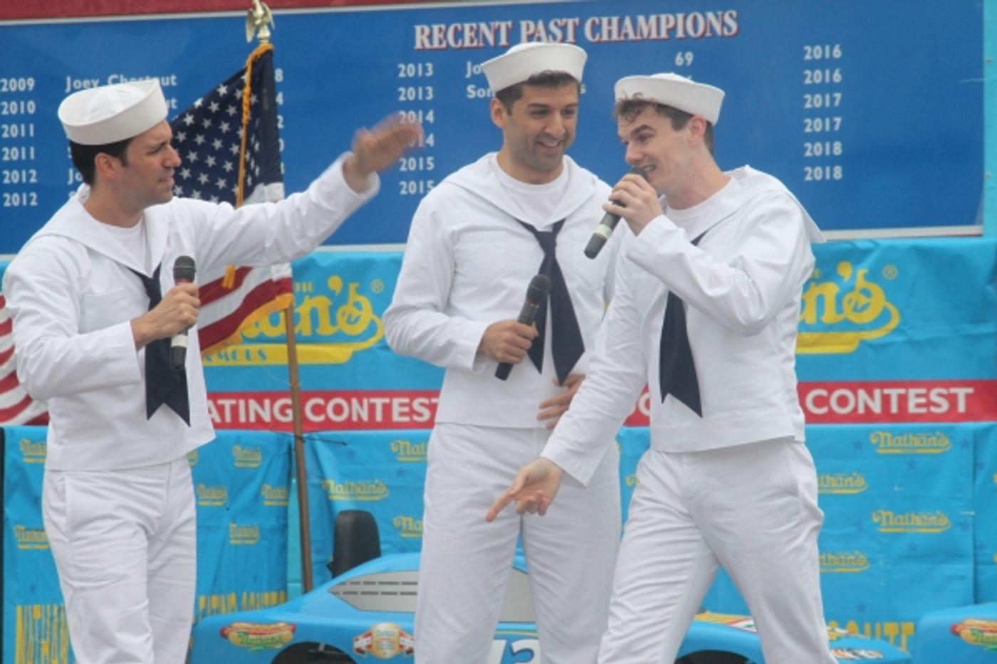 Exclusive Photo Coverage: ON THE TOWN Stars Perform at Nathan's Fourth of July Hot Dog Eating Contest! Image